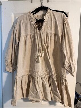 Cleobella Natural Cream Boho Ruffle Tunic Dress